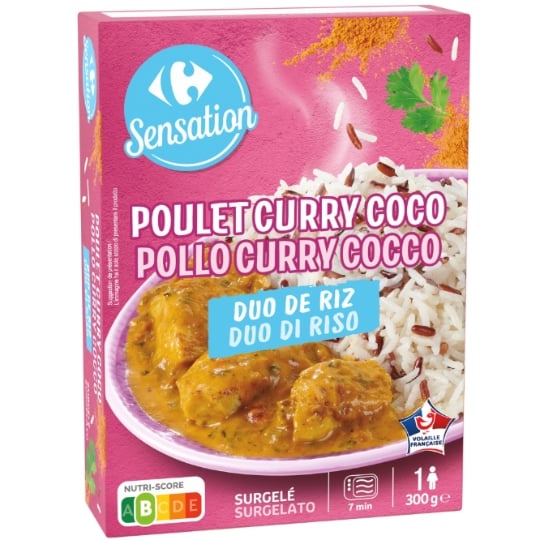 Plat préparé poulet curry coco riz CARREFOUR SENSATION