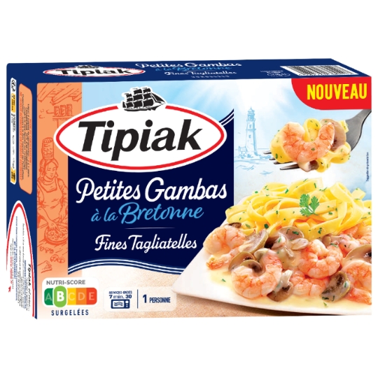 Plat Cuisiné Tagliatelles et Petites Gambas à la Bretonne TIPIAK