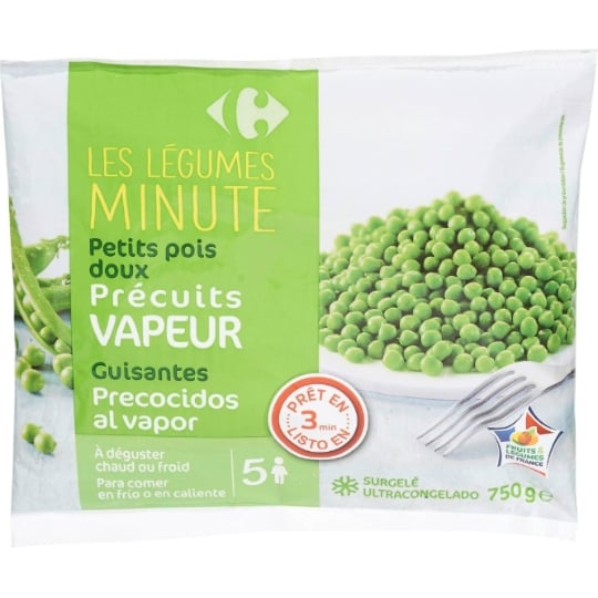Petits pois doux précuits vapeur CARREFOUR