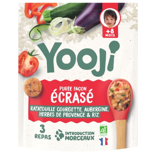 Plat bébé Dès 8 mois Purée Morceaux Ecrasés Ratatouille Bio YOOJI
