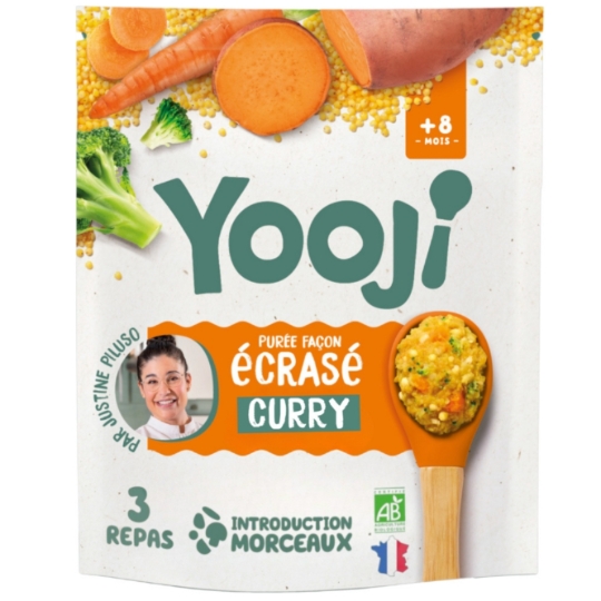 Plat bébé Dès 8 mois Purée Morceaux Ecrasés Curry Bio YOOJI