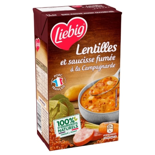Soupe Velouté Lentilles et Saucisses Fumée LIEBIG