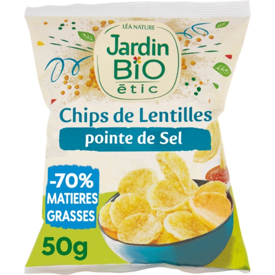 Chips de Lentilles Pointe de Sel Sans Gluten Bio JARDIN BIO ETIC