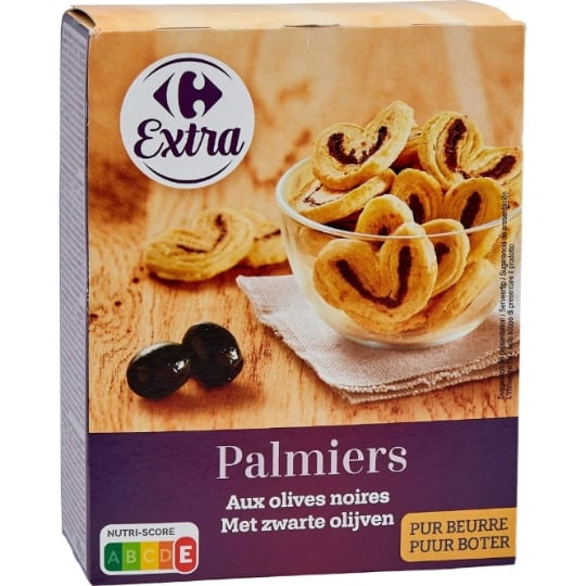 Biscuits apéritif palmiers olives noires CARREFOUR EXTRA