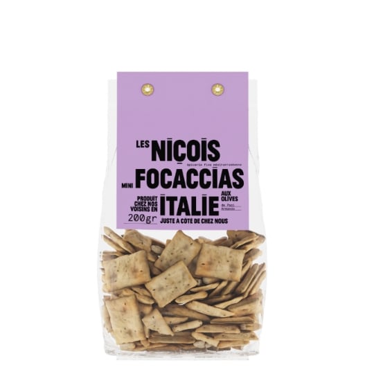 Biscuits apéritif mini-focaccias aux olives de Papi Armando LES NICOIS