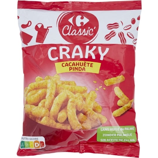 Biscuits apéritifs Craky cacahuète CARREFOUR CLASSIC'