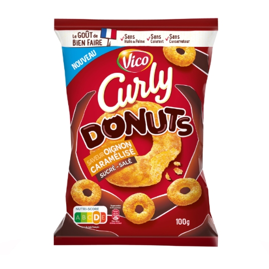 Biscuits Apéritifs Donuts Soufflés Cacahuète Saveur Oignons Caramélisés CURLY