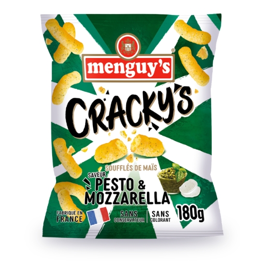 Chips Crackys  Souflés De MaÏs saveur Pesto Mozzarella MENGUY'S
