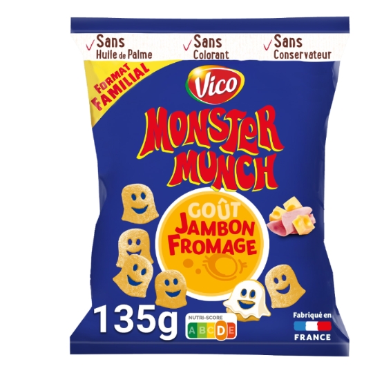 Biscuits apéritifs Goût Jambon / Fromage MONSTER MUNCH