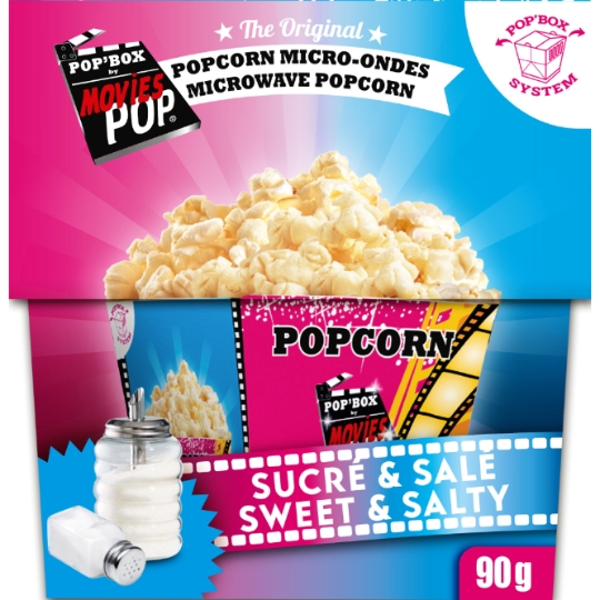 Popcorn micro ondes Pop'Box Sucré Salé MOVIES POP