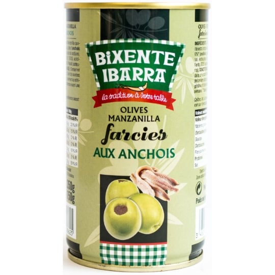 Olives Vertes Manzanilla aux Anchois BIXENTE IBARRA
