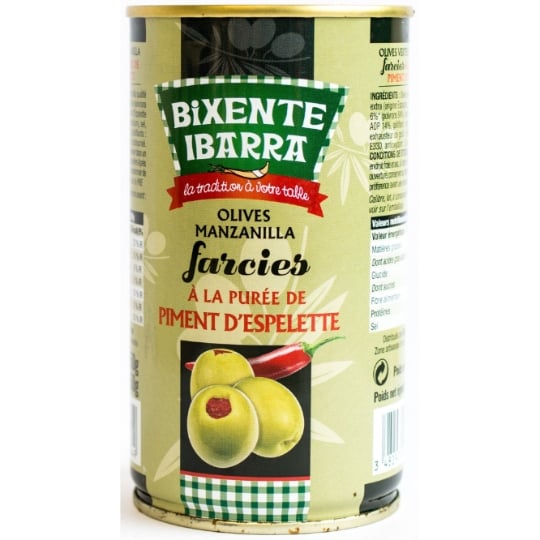 Olives Vertes Manzanilla au Piment d'Espelette BIXENTE IBARRA