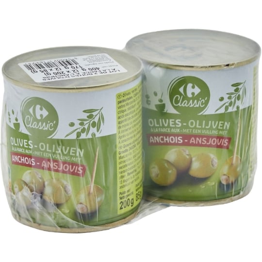 Olives Vertes Farcies aux Anchois CARREFOUR CLASSIC'
