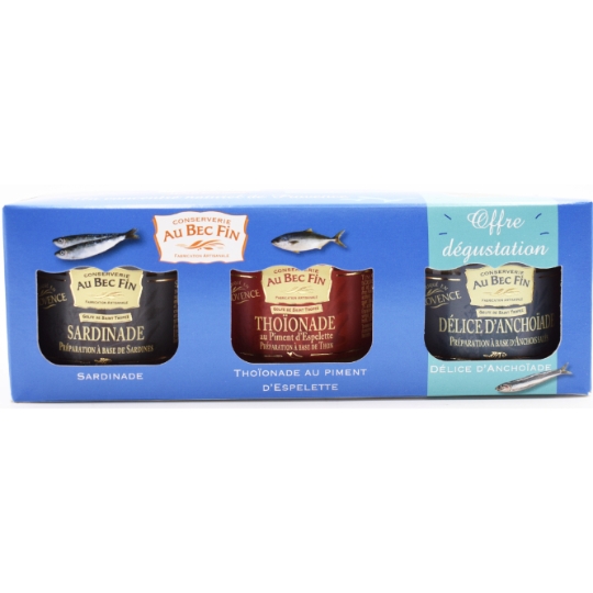 Sardines Coffret de la Mer ( Sardine + Thoionade + Delice d'Anchoiaide ) CONSERVERIE AU BEC FIN
