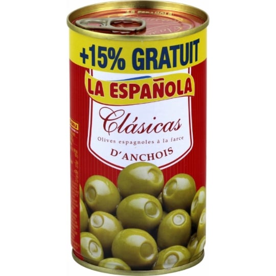 Olives vertes à la farce d'anchois LA ESPANOLA