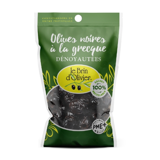 Olives Noires Dénoyautées à la Grecque LE BRIN D'OLIVIER