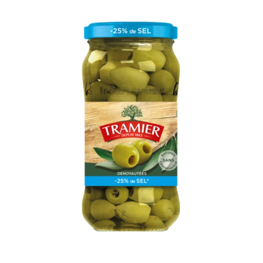 Olives Vertes Dénoyautées Réduit en Sel TRAMIER