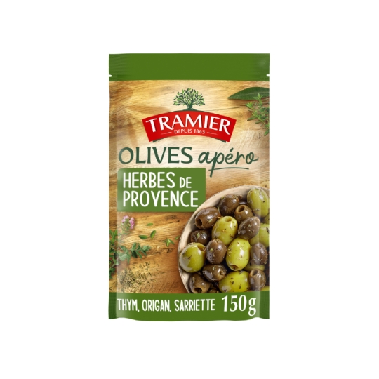 Olives Vertes et Noires Apéro Dénoyautées aux Herbes de Provence TRAMIER