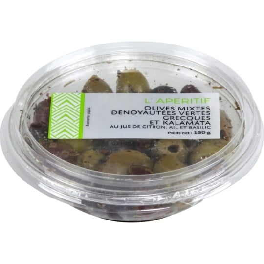 Olives mixtes dénoyautées vertes