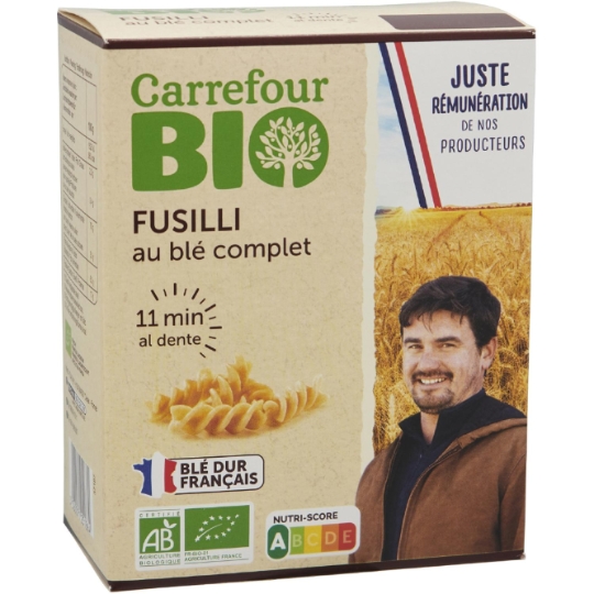 Fusilli au blé complet bio CARREFOUR