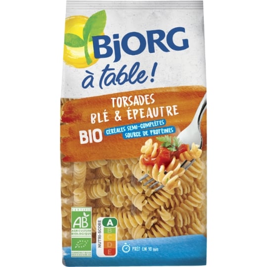 Pâtes bio Torsades Blé épeautre semi-complètes  BJORG