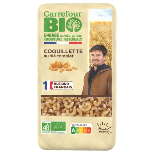 Pâtes Coquilettes au Blé Complet Bio Engagé auprès des producteurs partenaires CARREFOUR BIO