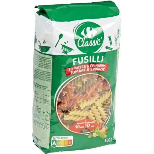 Pâtes fusilli tomates & épinards CARREFOUR CLASSIC'
