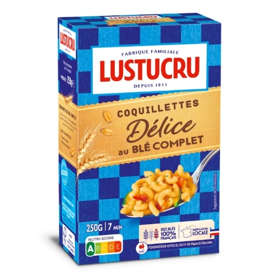 Pâtes Coquillettes Delice au Ble Complet LUSTUCRU