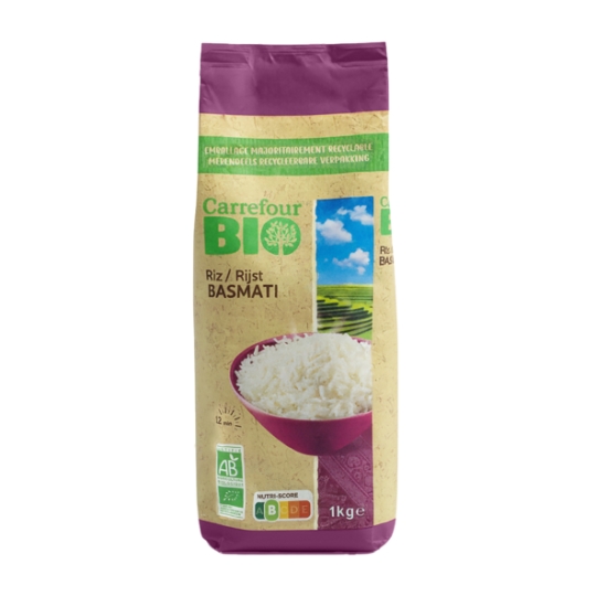 Riz Basmati long grain de qualité supérieure et agriculture biologique CARREFOUR