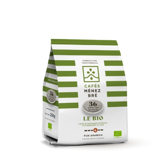Café Dosettes Pur Arabica Intensité 4 Compatible Senseo Bio BRULERIE DU MENEZ BRE