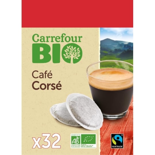 Café Dosettes Corsé Compatible Senseo Bio CARREFOUR BIO