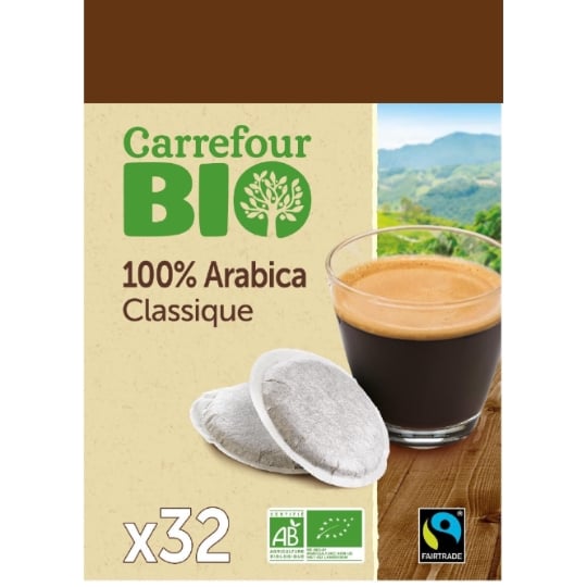 Café Dosettes 100% Arabica Equilibre Compatible Senseo Bio CARREFOUR BIO