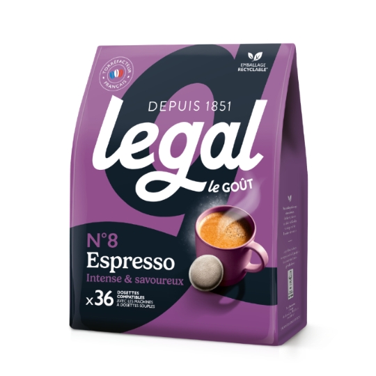 Café Dosettes Espresso Intensité 8 Compatibles Senseo® LEGAL