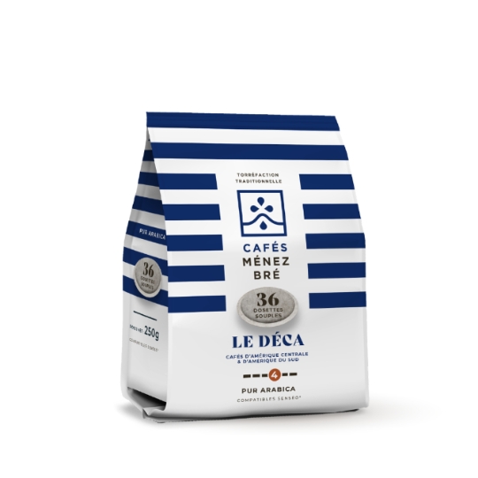 Café Dosettes Décaféiné Pur Arabica Intensité 4 Compatibles Senseo MENEZ BRE