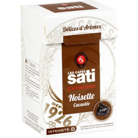 Café Capsules Espresso Intensité 8 Noisette Cacaotée Compatible Nespresso CAFE SATI