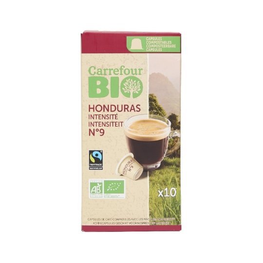 Café Capsules Honduras Intensité 9 Compatible Nespresso Bio CARREFOUR BIO