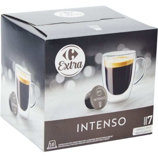 Café Capsules Intenso Intensité 7 Compatible Dolce Gusto CARREFOUR EXTRA