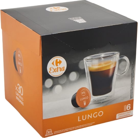 Café Capsules Lungo Intensité 6 Compatible Dolce Gusto CARREFOUR EXTRA