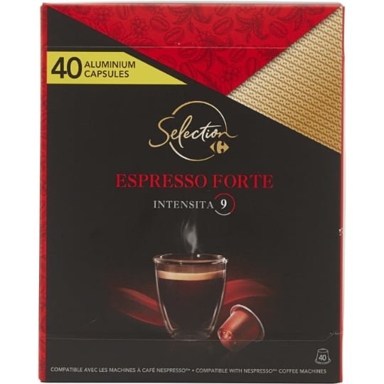 Café Capsules Espresso Forte Intensité 9 Compatible Nespresso CARREFOUR SELECTION
