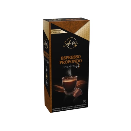 Café Capsules Espresso Profondo Intensité 10 Compatible Nespresso CARREFOUR SELECTION