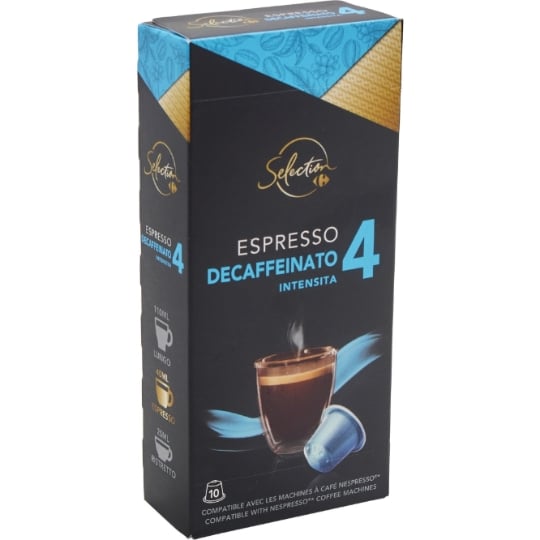 Café Capsules Décaféiné Intensité 4 Compatible Nespresso CARREFOUR SELECTION