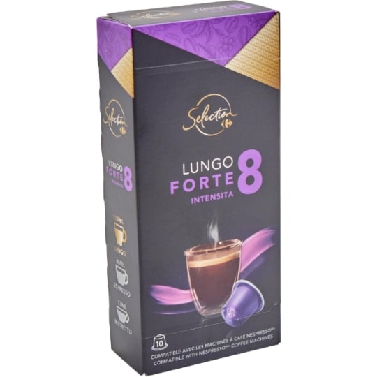 Café Capsules Lungo Corsé Intensité 8 Compatible Nespresso CARREFOUR SELECTION