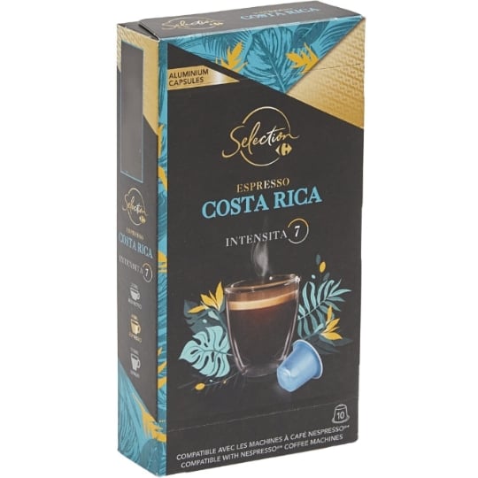Café Capsules Espresso Intensité 7 Compatible Nespresso Costa Rica CARREFOUR SELECTION