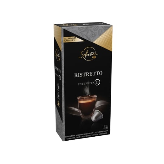capsules de café moulu pur arabica Ristretto Intensité 11 Compatible Nespresso CARREFOUR SELECTION