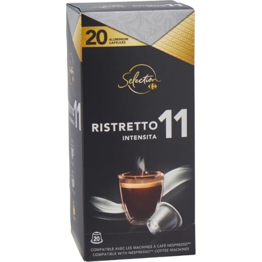 Café Capsules Ristretto Intensité 11 Compatible Nespresso CARREFOUR SELECTION