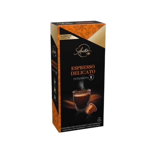 Café Capsules Espresso Delicato Intensité 5 Compatible Nespresso CARREFOUR SELECTION