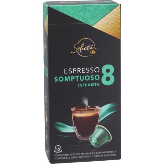 Café Capsules Espresso Intensité 8 Compatible Nespresso CARREFOUR SELECTION