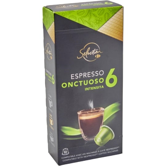 Café Capsules Espresso Onctuoso Intensité 6 Compatible Nespresso CARREFOUR SELECTION