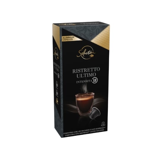 capsules de café moulu pur arabica Ristretto Intensité 12 Compatible Nespresso CARREFOUR SELECTION