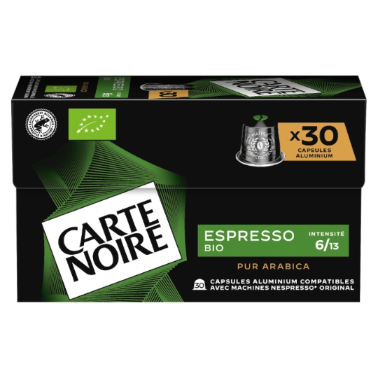 Café Capsules Espresso Intensité 5 Compatible Nespresso Bio CARTE NOIRE